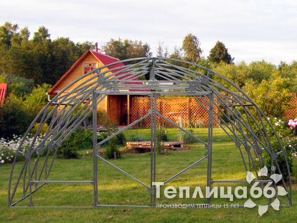 Теплица Рада Фермер 5,0 промышленная шириной 5 метров, под сотовый поликарбонат, оцинкованный каркас (разборная, в коробке)